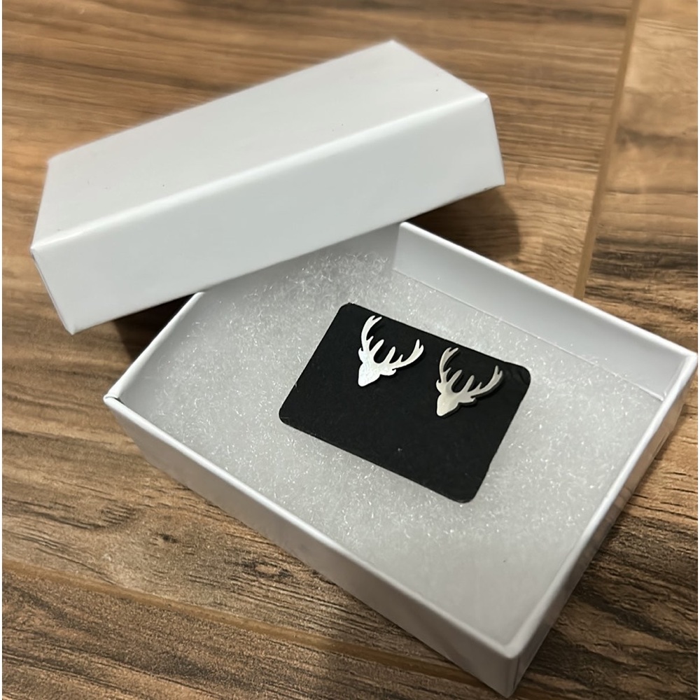 Silver Antler Earrings
